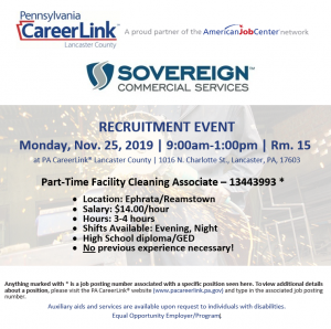 Sovereign Commercial Services Recruiting Event Nov. 25th | PA ...